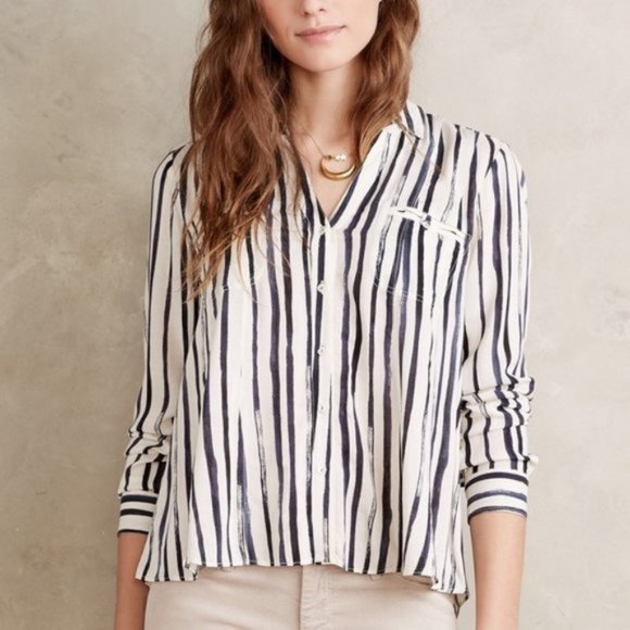Anthropologie Tops - MAEVE Blue & White Striped Blouse